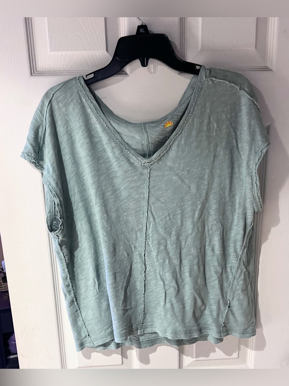 C&C California Washed Sage V-Neck Short Sleeve Tee Size Large